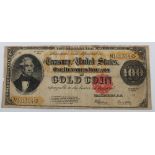 The Treasury of the United States One Hundred Dollars in Gold Coin note, 1922 Series