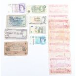 Selection of banknotes, including RBS Five Pound, Bailey £20, Page £1