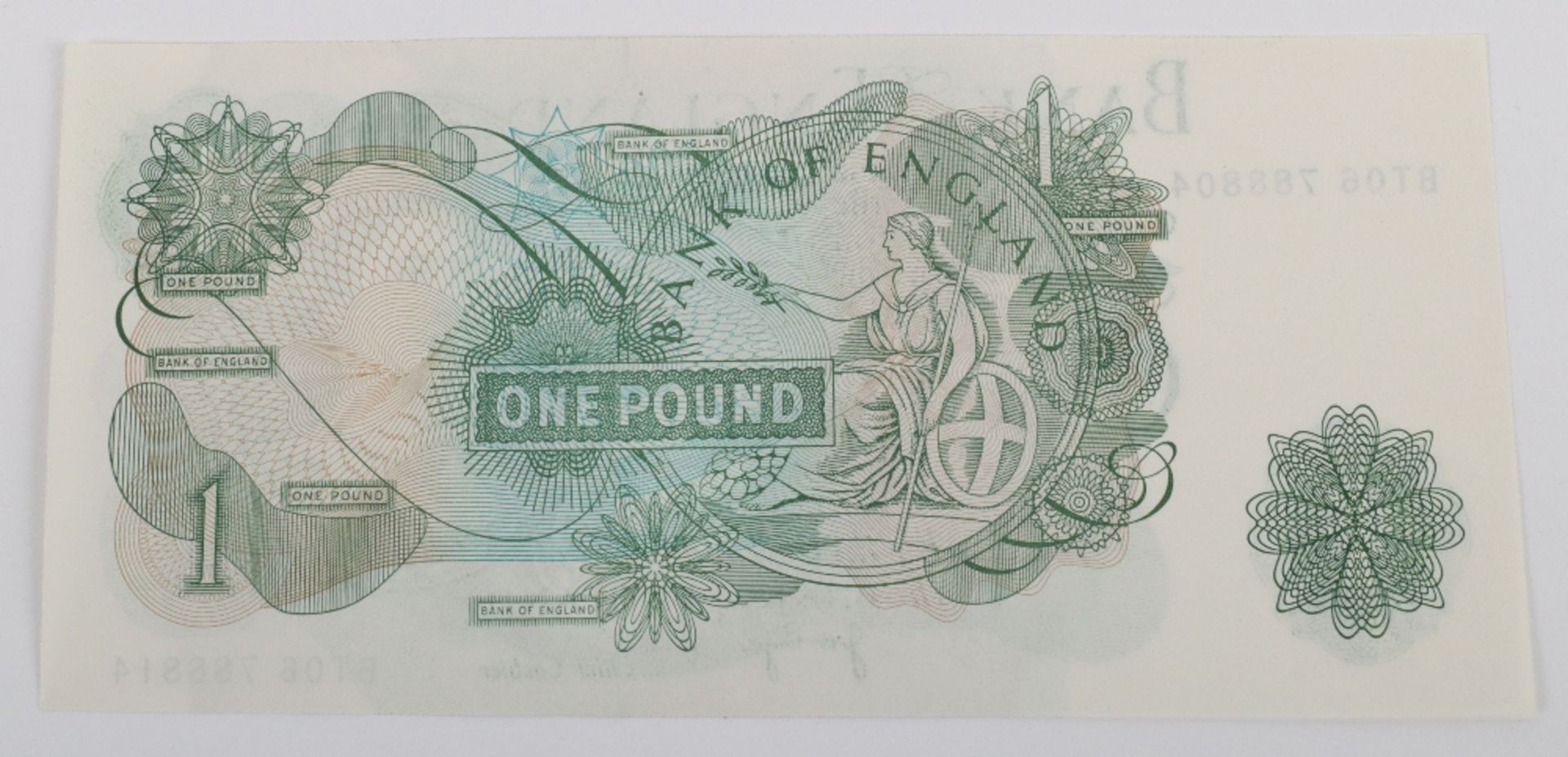 Bank of England, One Pound, Error, mismatched serial number - Bild 2 aus 2