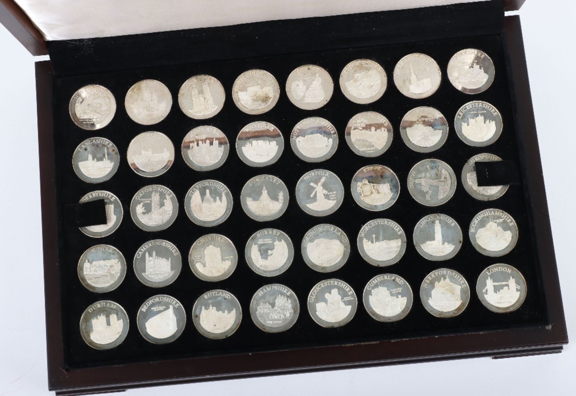 A set of forty silver medallions, The Ancient Counties of England - Image 3 of 4