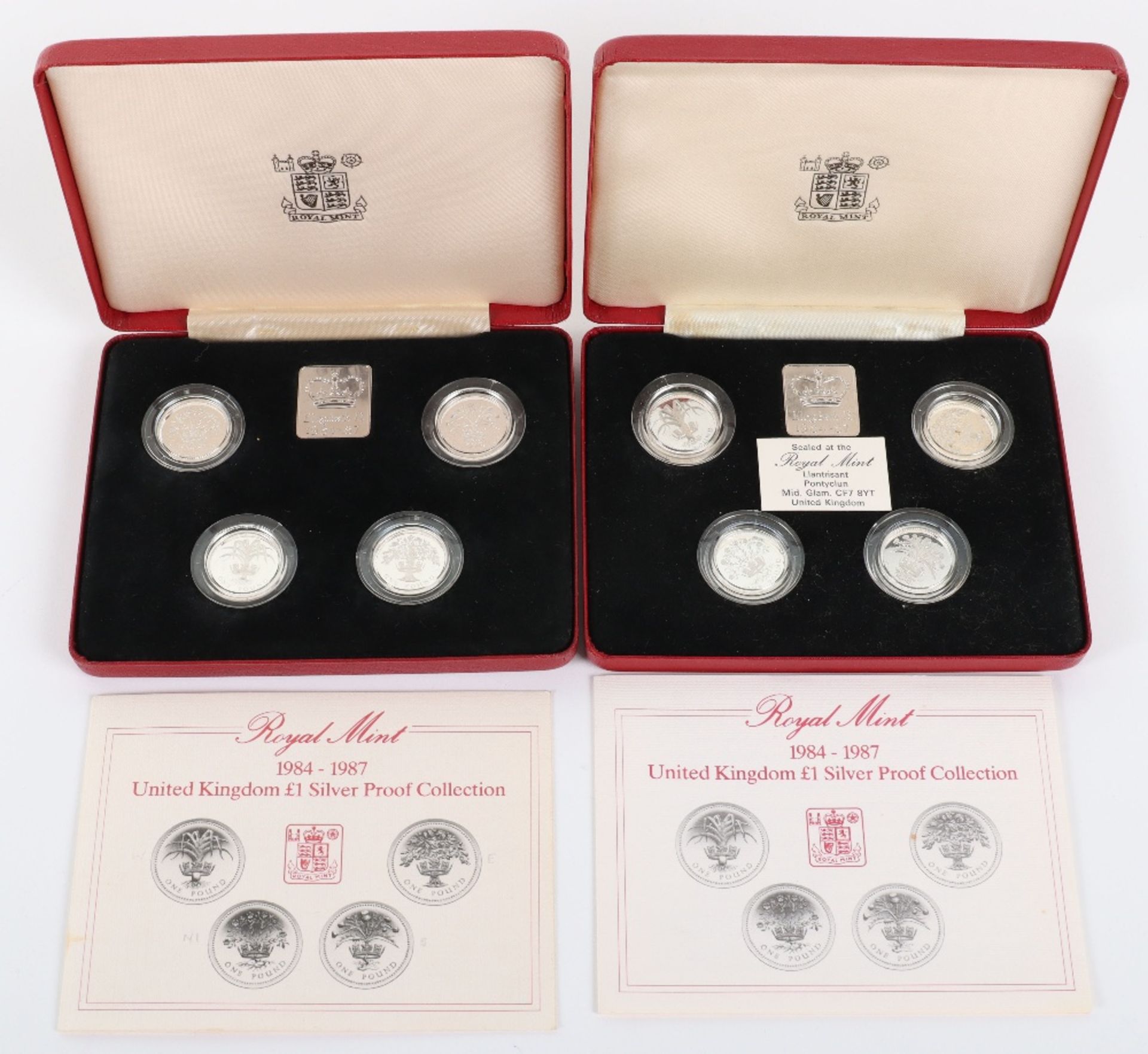 Two 1984-1987 Silver Proof One Pound Collection