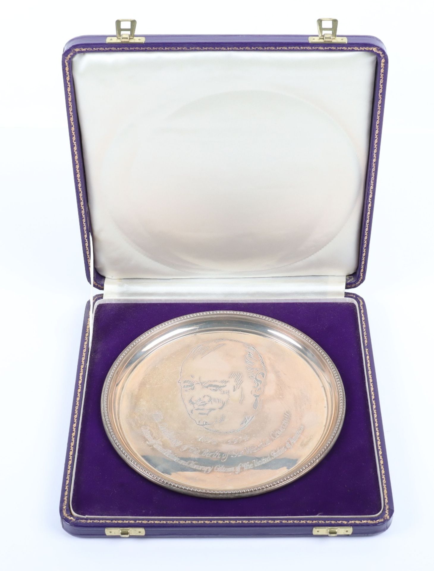 A Churchill Centenary of his birth silver plate