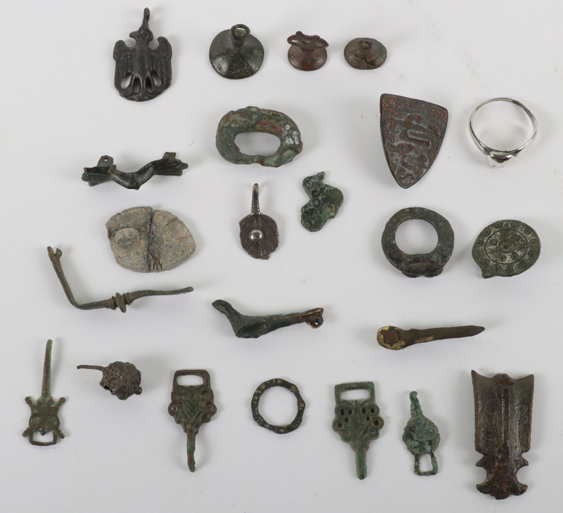 Saxon and later antiquities, including a Saxon disc brooch, Roman/Saxon pheasant bird brooch - Image 2 of 2