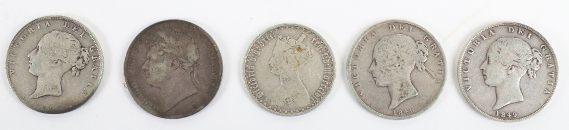 Selection of halfcrowns, 1823, 1846, 1840, 1849