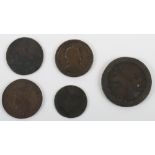 Various Georgian copper coins, including George I 1722 Halfpenny (aVF)