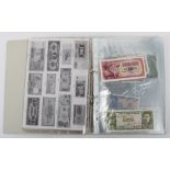 A folder of banknotes, including Canal & Banking Co New Orleans Five Dollar 1860’s, British Armed Fo