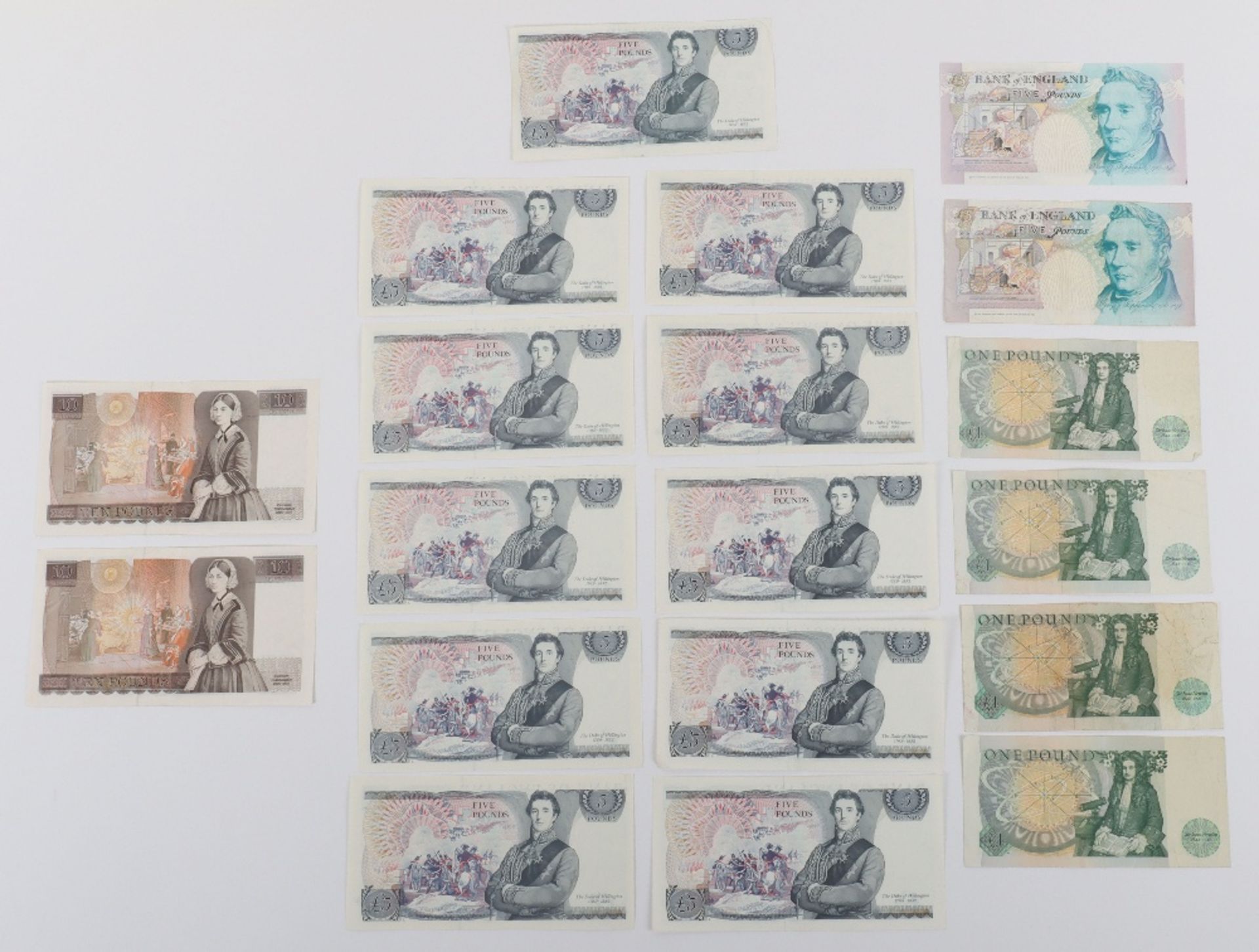 Bank of England, various One Pound, Five Pound and Ten pound banknotes - Bild 2 aus 2