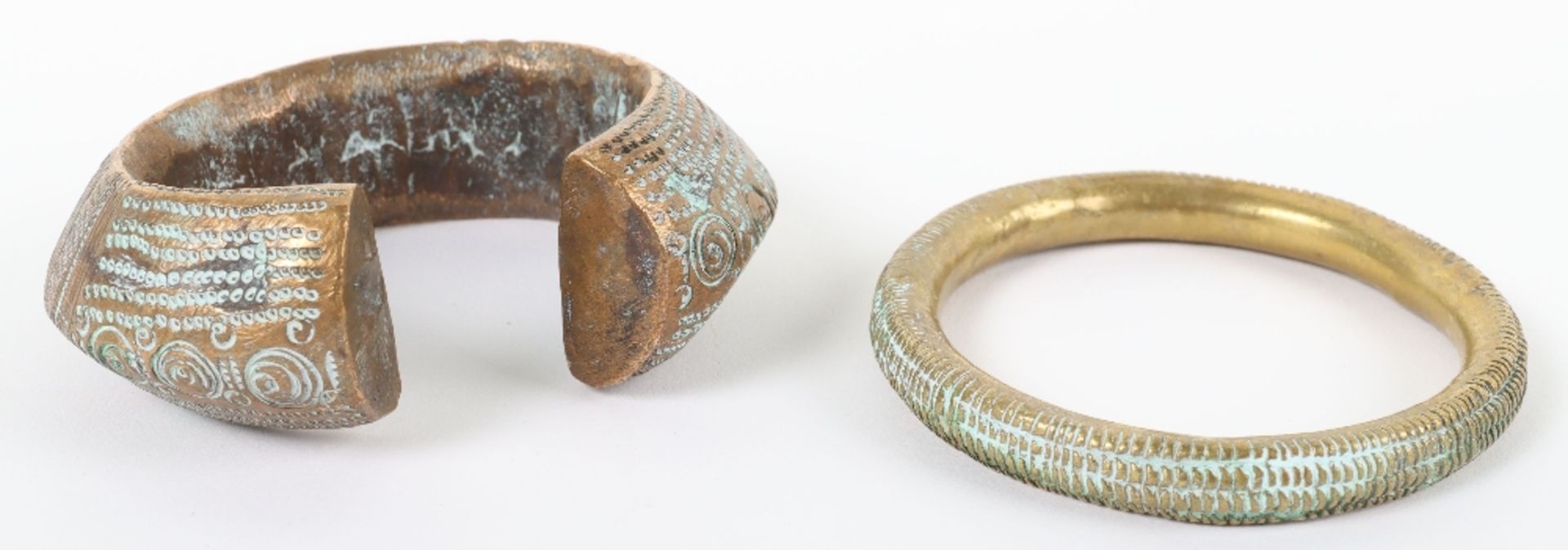 Four 18th century brass and bronze African bangles - Image 3 of 4