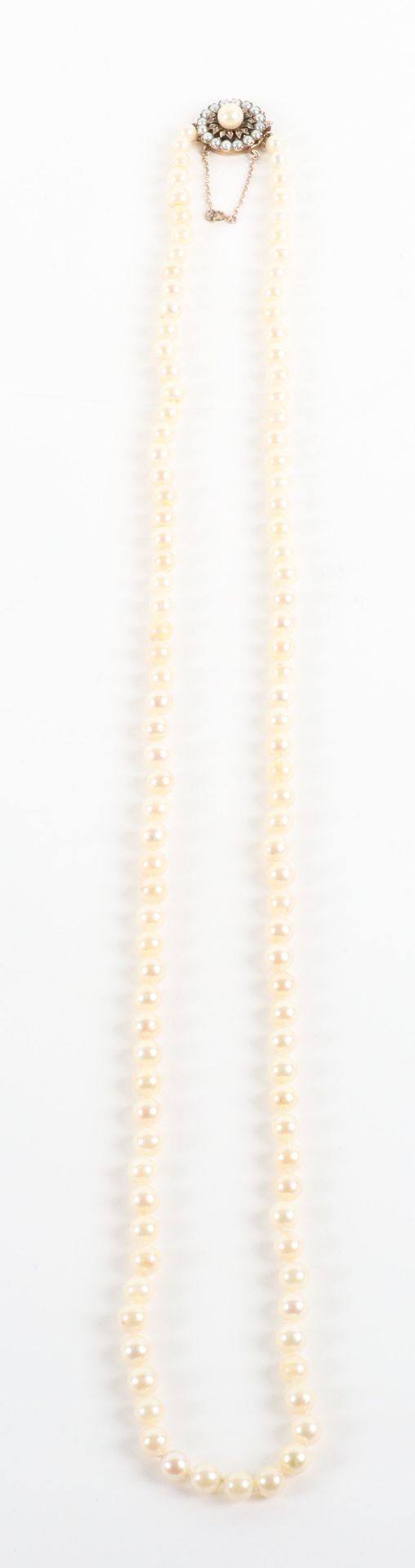 A 20th century 9ct gold and pearl necklace, London 1964