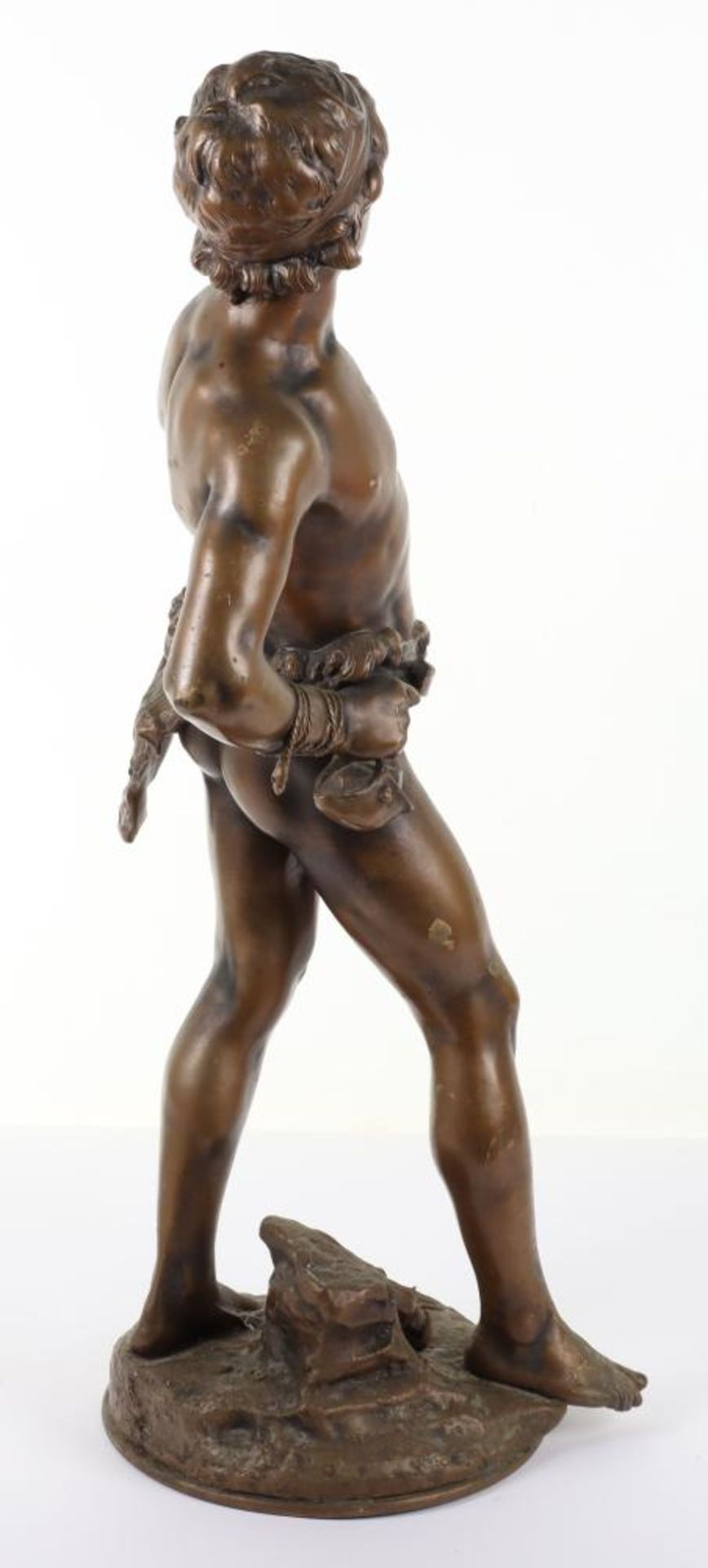 Louis Auguste Moreau (1855-1919), bronze of David on naturalistic base, 19th century - Image 3 of 5