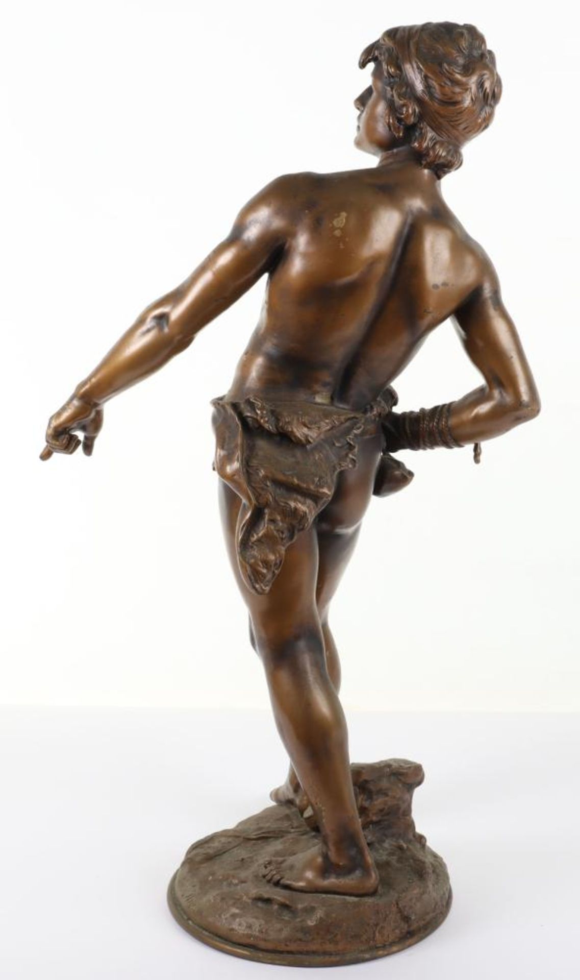 Louis Auguste Moreau (1855-1919), bronze of David on naturalistic base, 19th century - Image 4 of 5