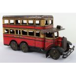 A Gunthermann tinplate clockwork General Double Decker bus with electric light, 1930s