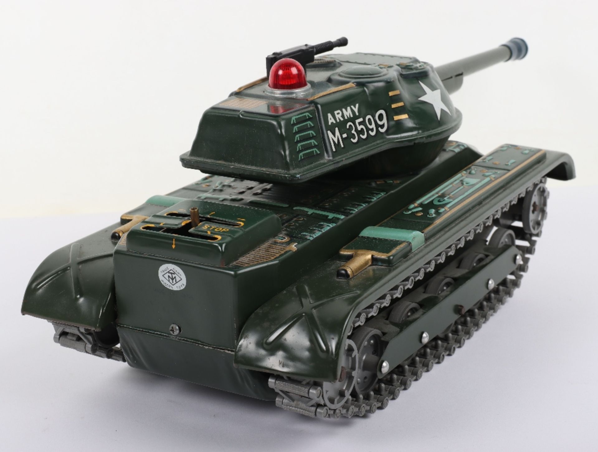 A Masudaya tinplate battery operated Army M-3599 Tank - Bild 3 aus 5