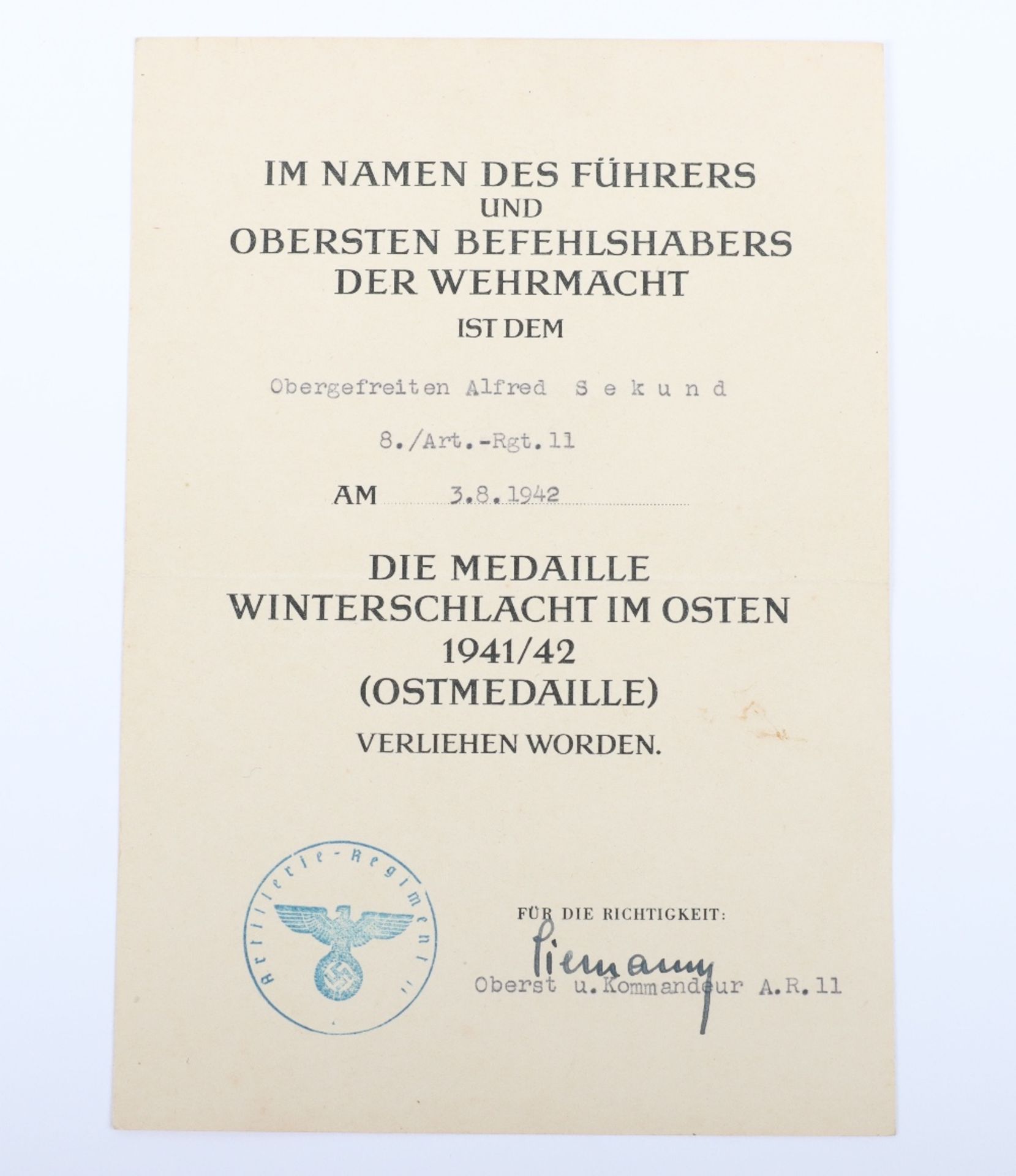 WW2 German 1939 Knights Cross of the Iron Cross Award and Citation Grouping to Wachtmeister Alfred S - Bild 34 aus 39