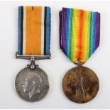 WW1 Medal Pair Awarded to a Private in the 31st Battalion Northumberland Fusiliers Who Was Later Att