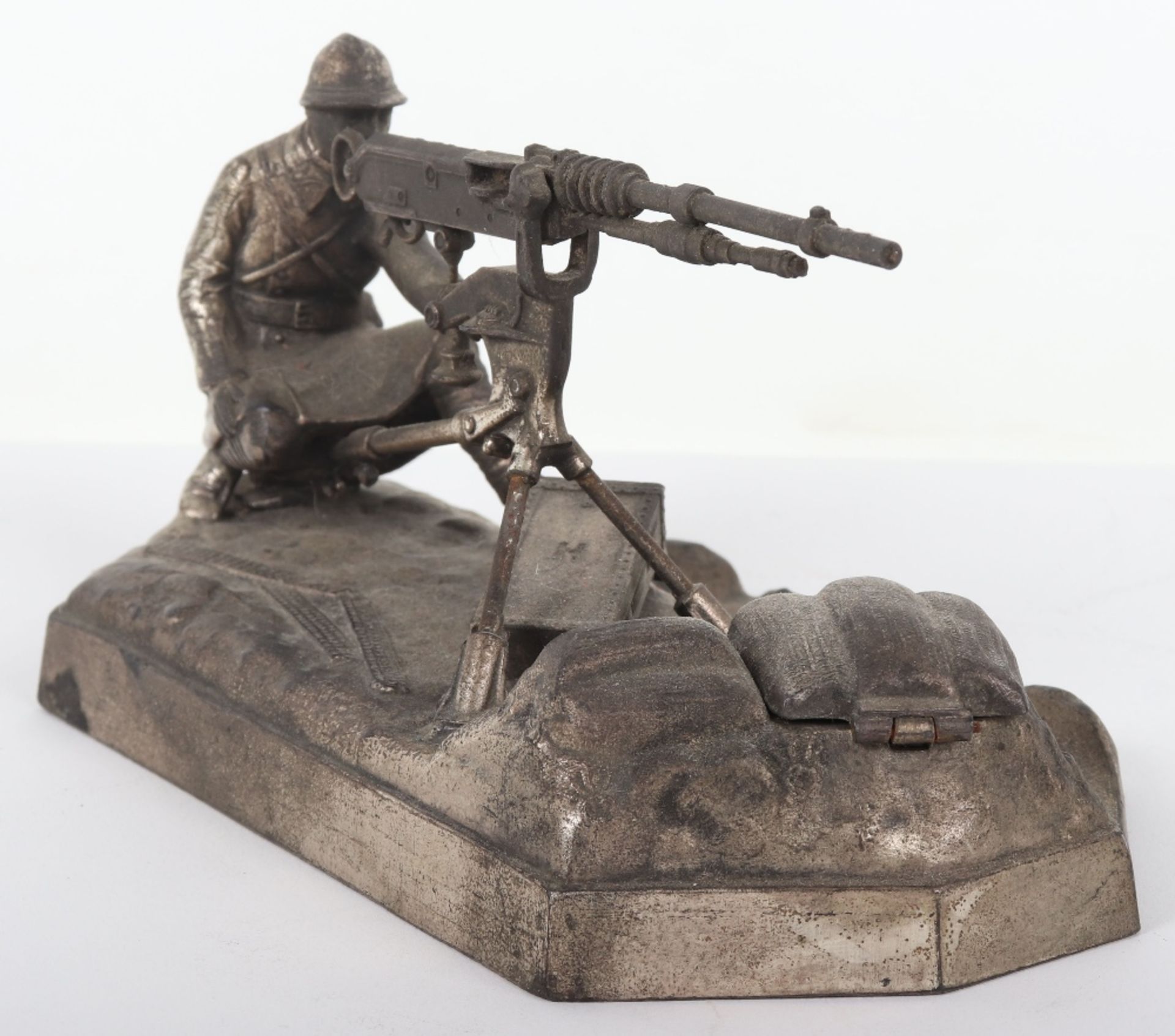 WW1 Commemorative Desk Piece in form of a French Machine Gunner in Combat - Image 3 of 10