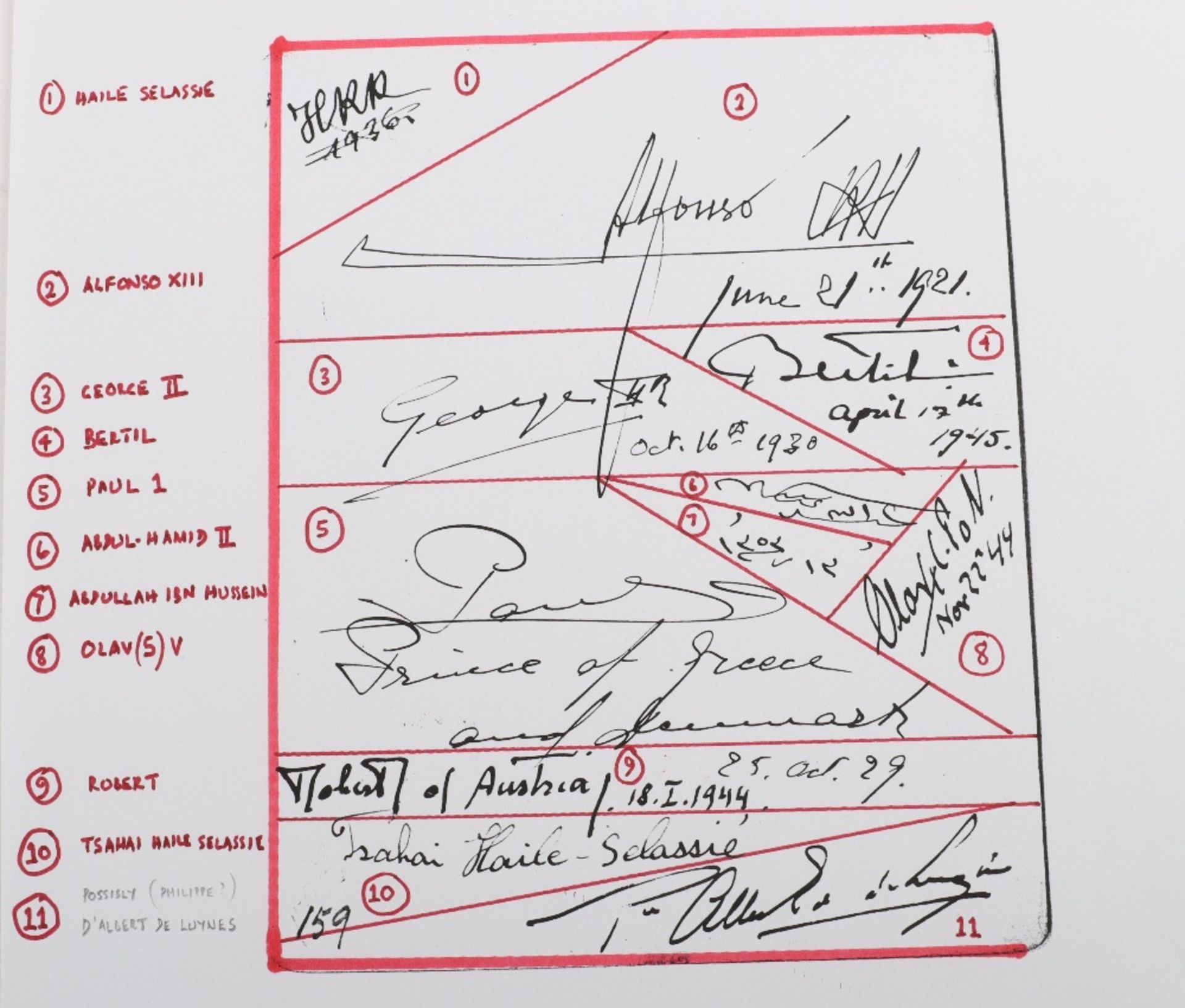 Rare Autograph Page Signed by Many Notorious World Leaders of the 20th Century - Image 5 of 5
