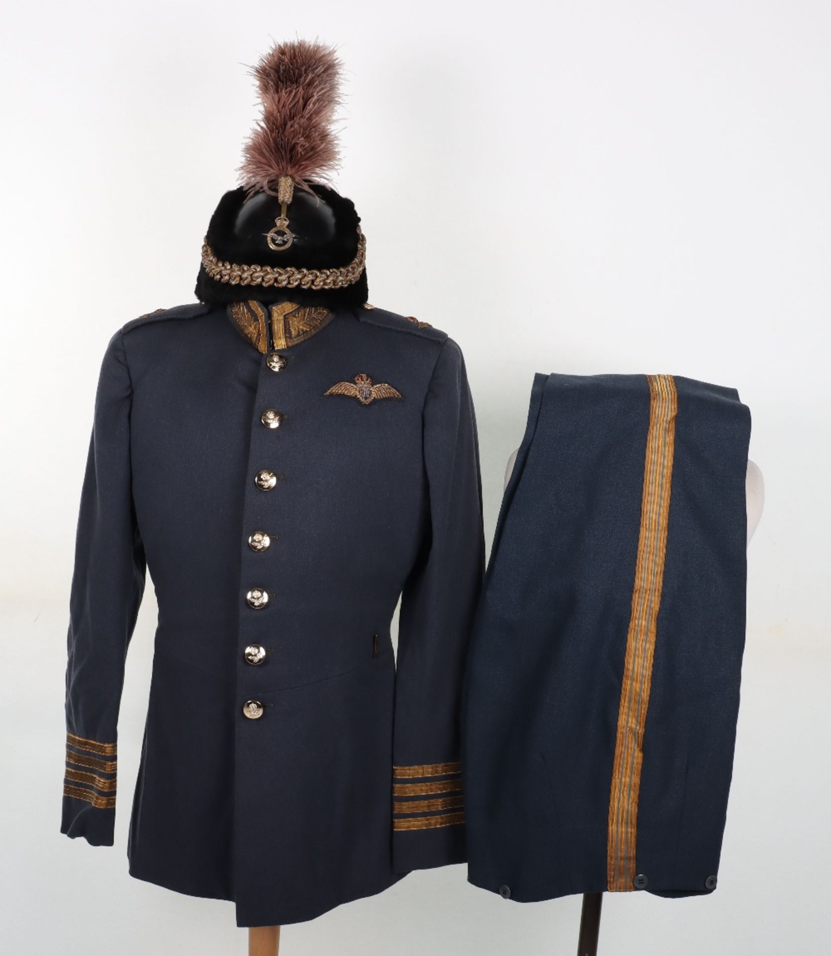 Royal Air Force Group Captains Full Ceremonial Dress Uniform and Parade Busby Attributed to Group Ca