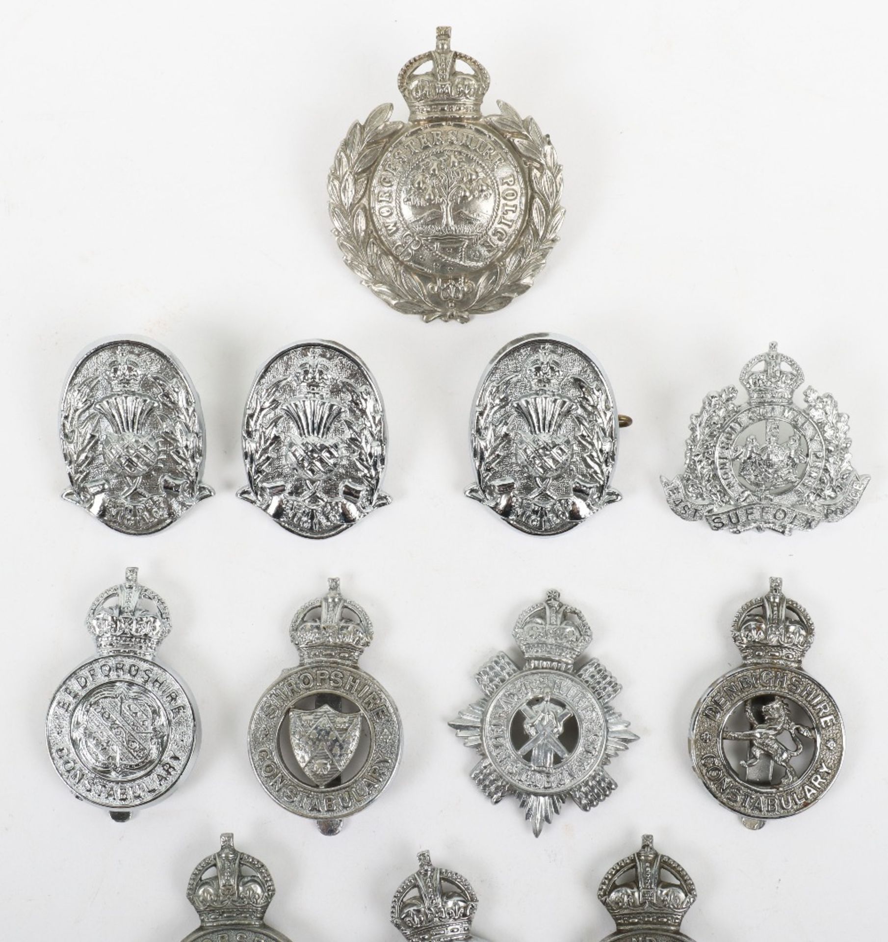 Fifteen Kings Crown Police Cap Badges - Image 2 of 4