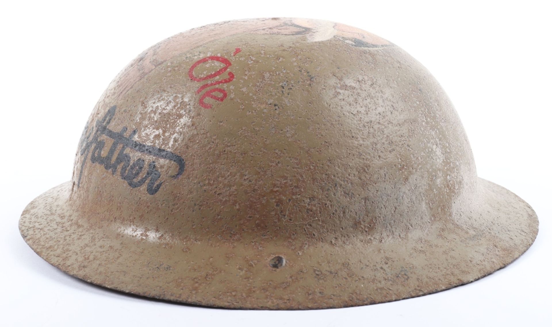 A British WWI Steel Helmet with ‘Old Bill’ Hand Painted Top - Image 7 of 7