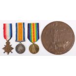 A Great War 1914-15 Star Medal Trio and Memorial Plaque Group to a Private in the 13th Battalion Dur