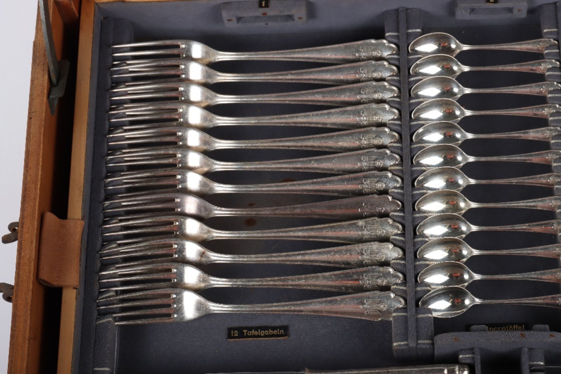 Cased Canteen of Formal Pattern NSDAP Cutlery Liberated From German Embassy in Spain - Image 13 of 34