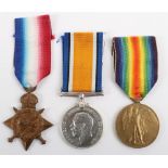 Great War 1914-15 Medal Trio to a Private in the Northumberland Fusiliers, Attached Kings Own Lancas