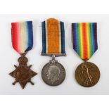 Great War Medal Trio Durham Light Infantry, Who Received a ‘Blighty’ Wound Within a Week of Landing