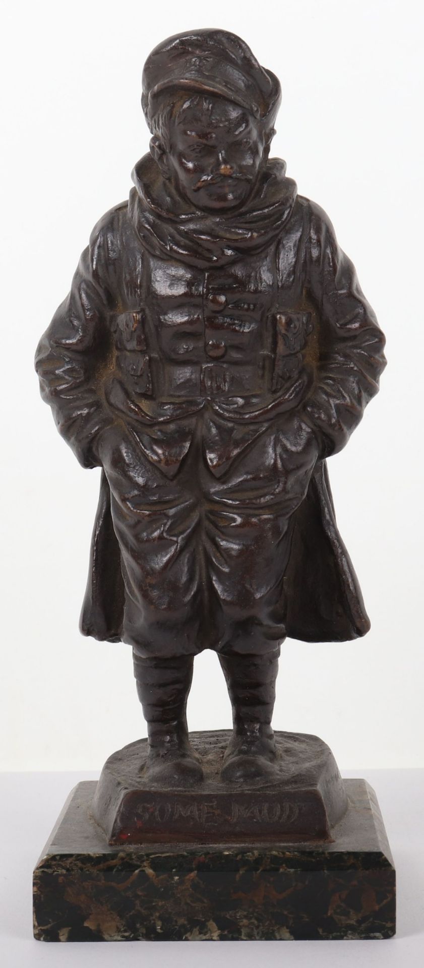 Bronze Figure of a WW1 British Tommy in the Bruce Bairnsfather “Old Bill” Style