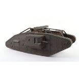 Impressive Heavy Cast Brass Model of a WW1 British Mk IV Tank