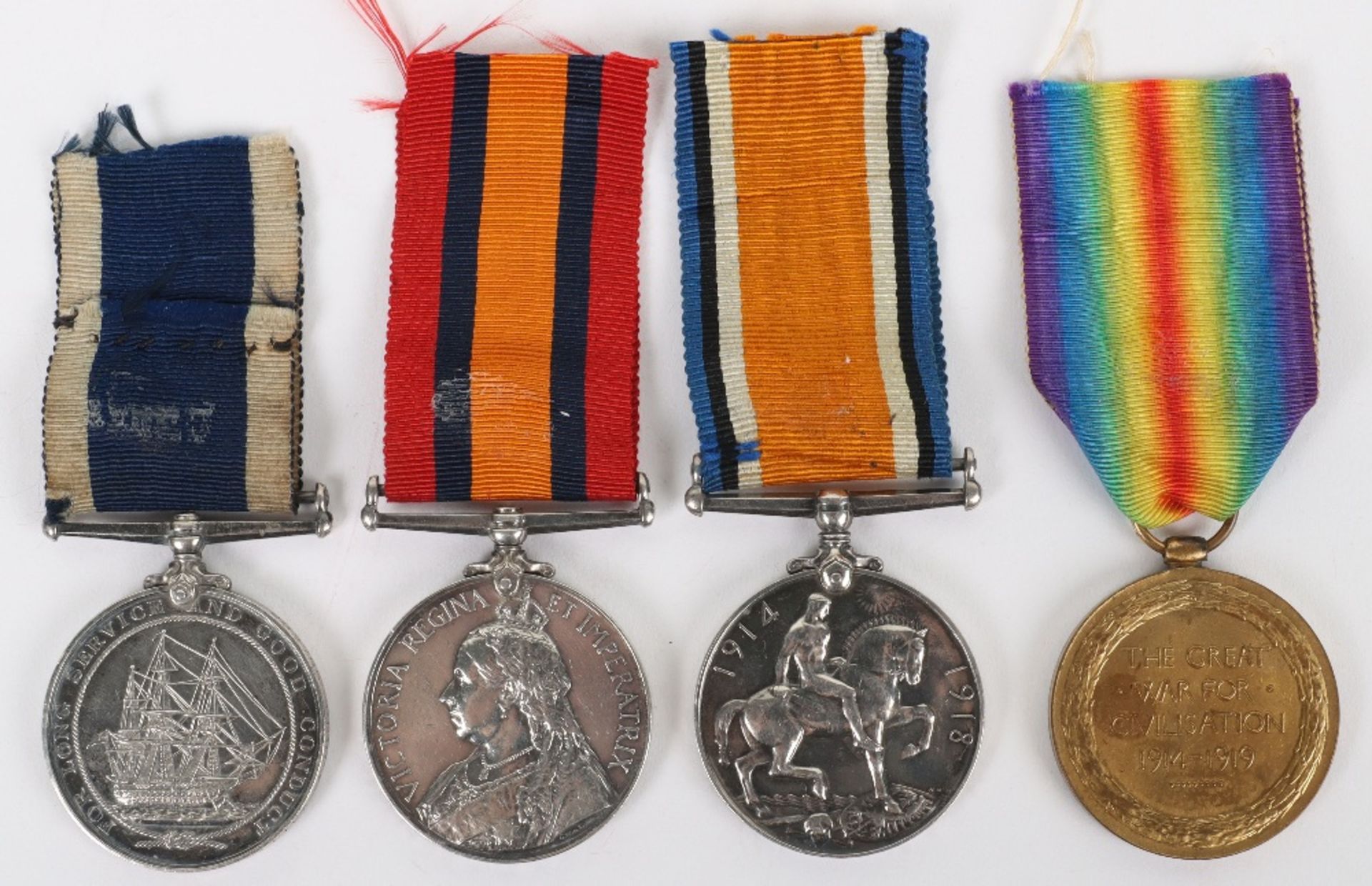 Royal Navy Long Service Medal Group of Four Covering Service from the Boer War to the First World Wa - Bild 2 aus 3