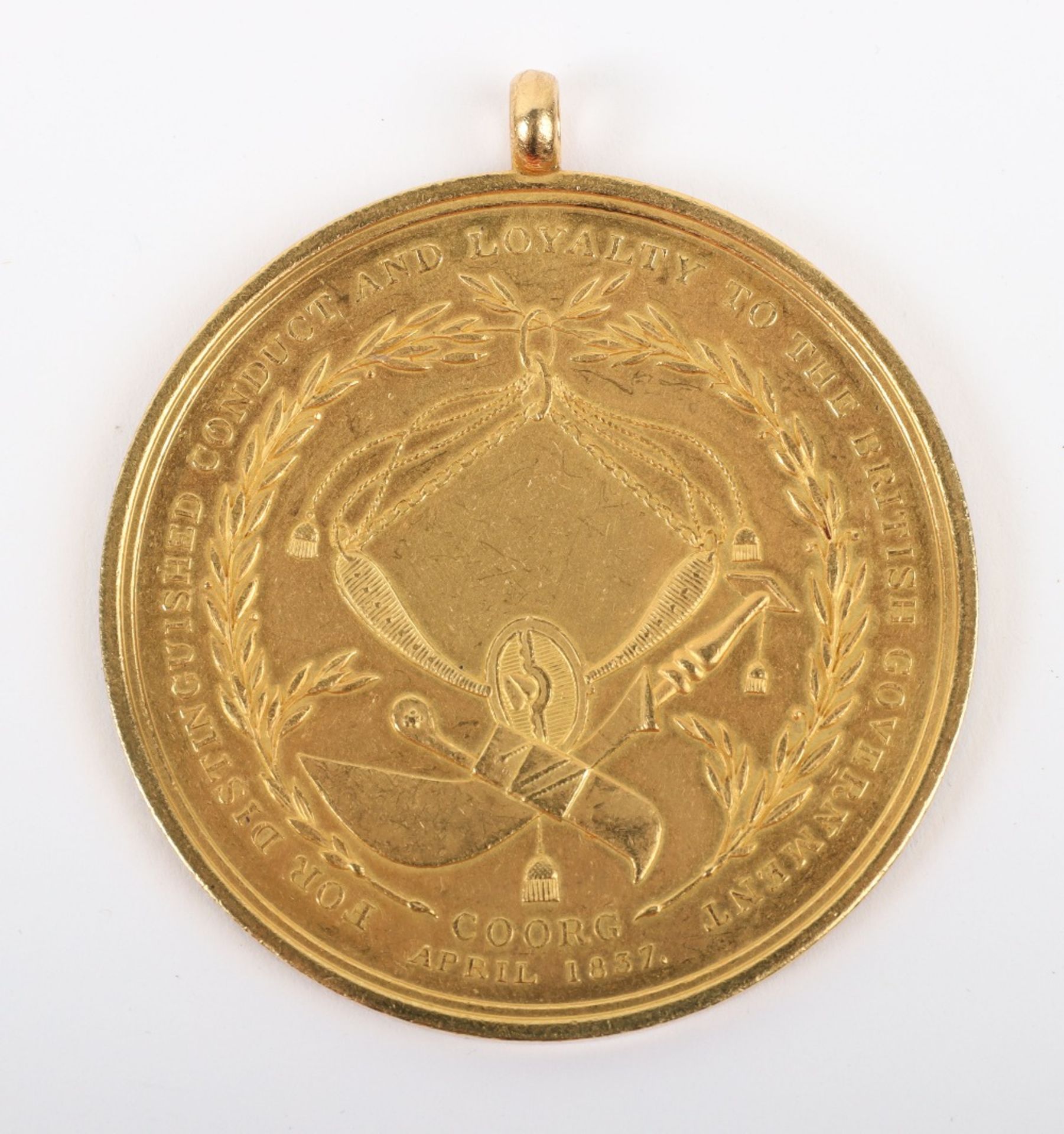Rare Honourable East India Company Medal for the Coorg Rebellion 1837, 3rd Class Gold Medal (4 Tolas - Image 2 of 5