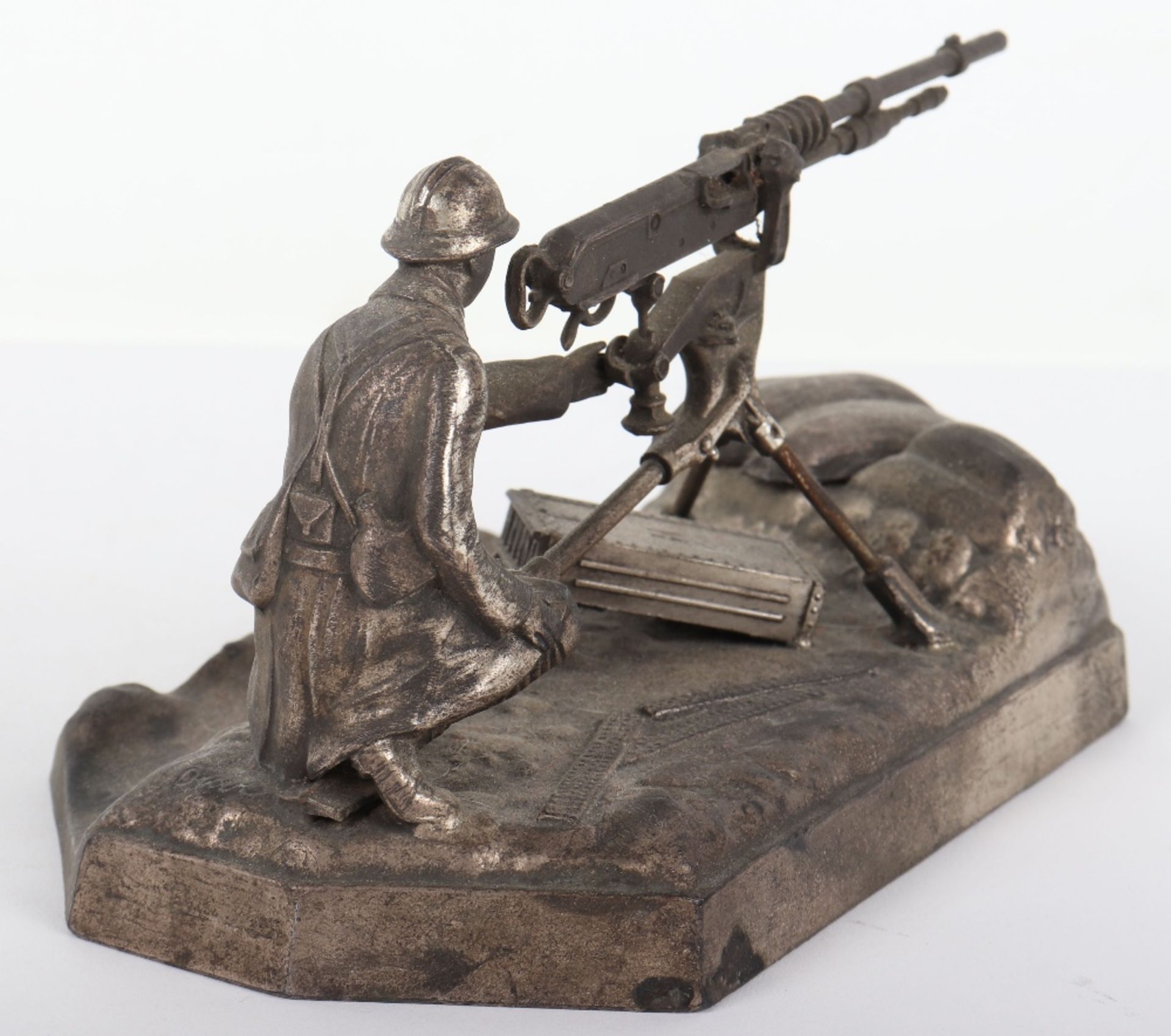 WW1 Commemorative Desk Piece in form of a French Machine Gunner in Combat - Image 5 of 10