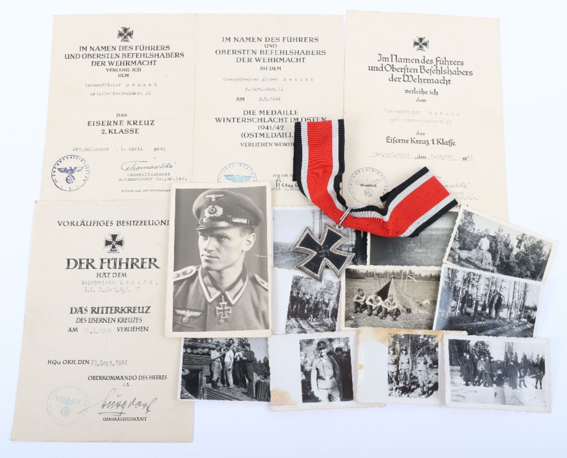 WW2 German 1939 Knights Cross of the Iron Cross Award and Citation Grouping to Wachtmeister Alfred S