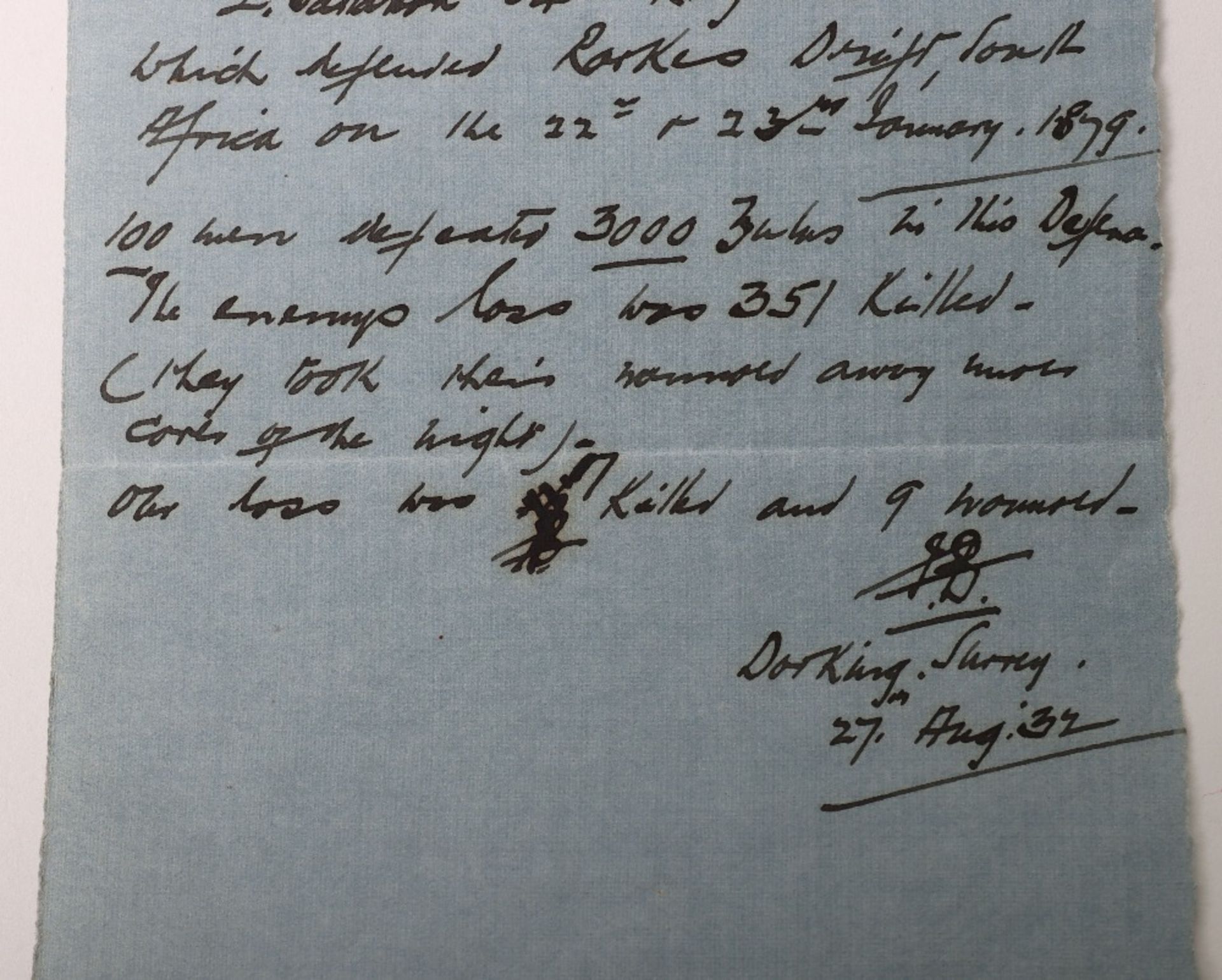 Handwritten Summary of the Battle of Rorkes Drift by Colour Sergeant, Later Honorary Lieutenant Colo - Image 3 of 4