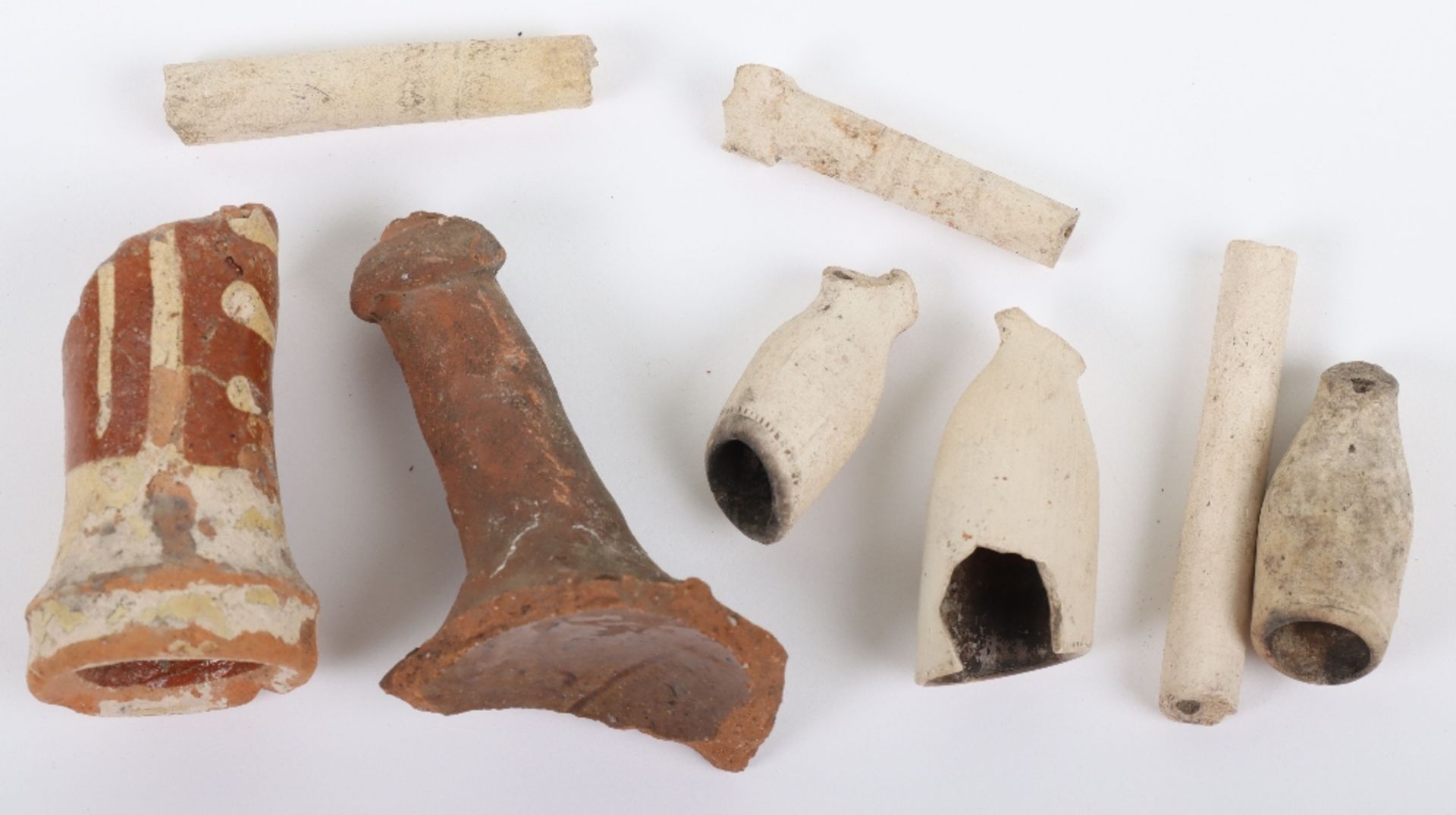 Grouping of Clay Pipe Pieces Excavated from Waterloo Battlefield