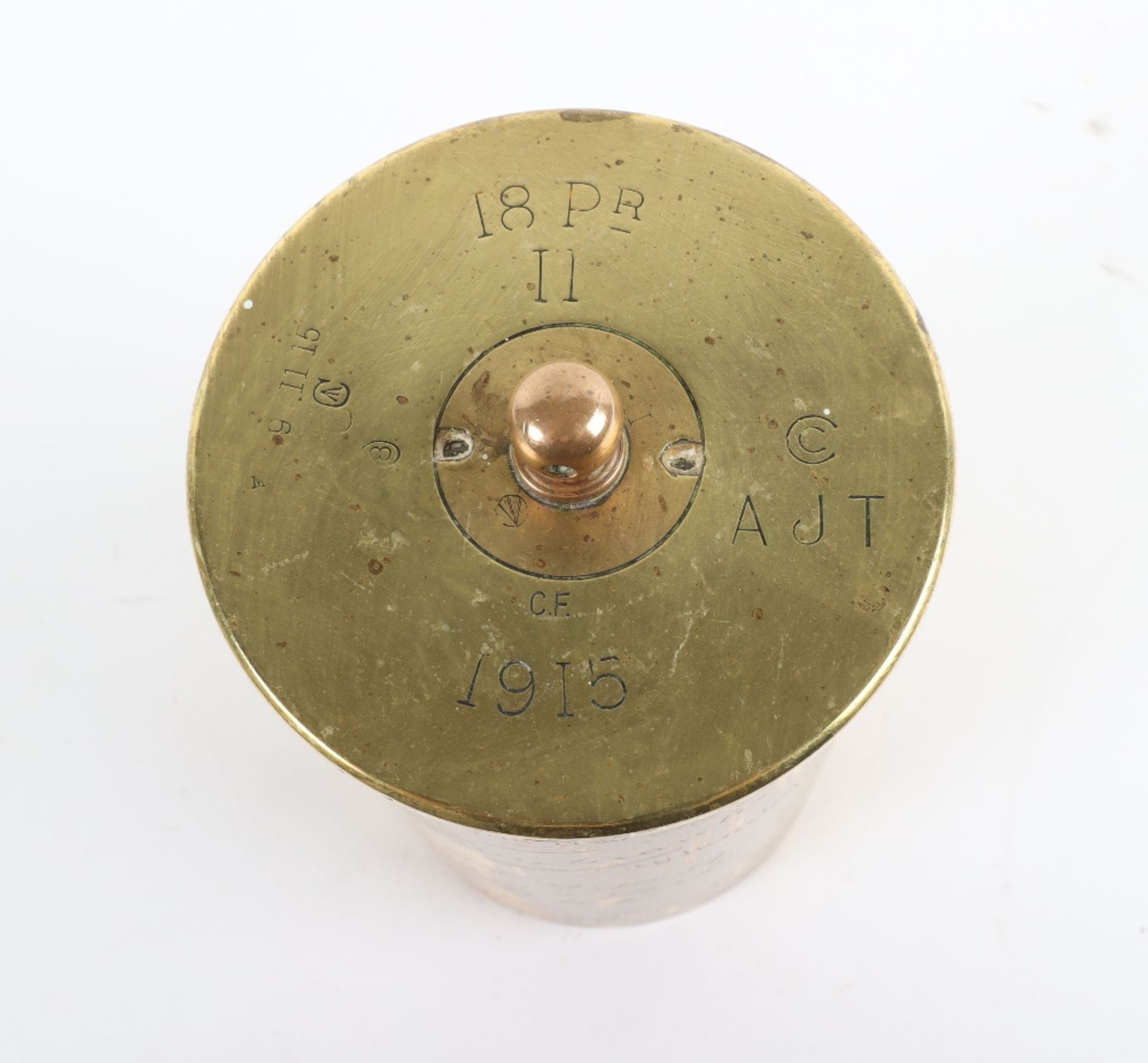 Fine Quality WW1 Trench Art Gong from a 1915 Dated Canadian 18pdr Shell of the 1st General Headquart - Image 5 of 7