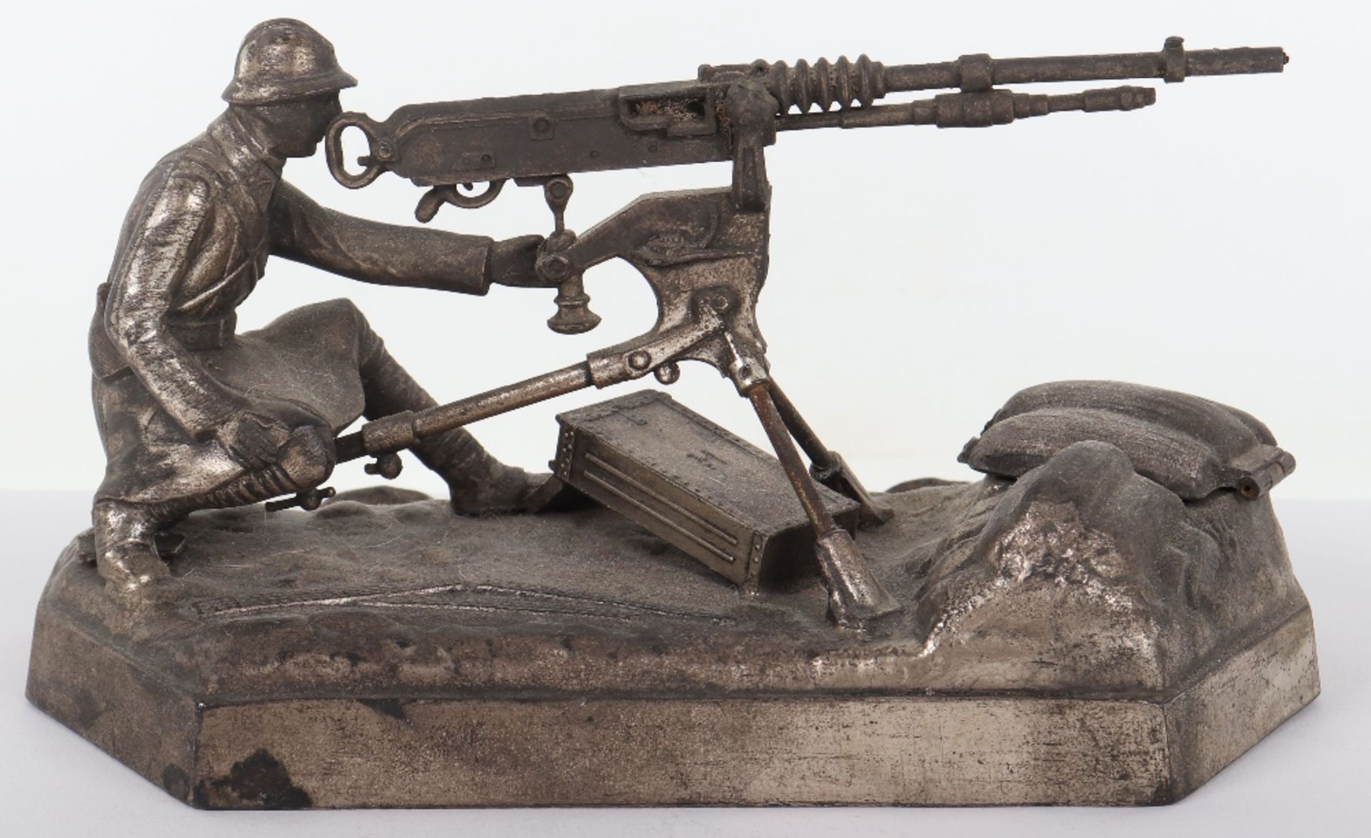 WW1 Commemorative Desk Piece in form of a French Machine Gunner in Combat - Image 4 of 10