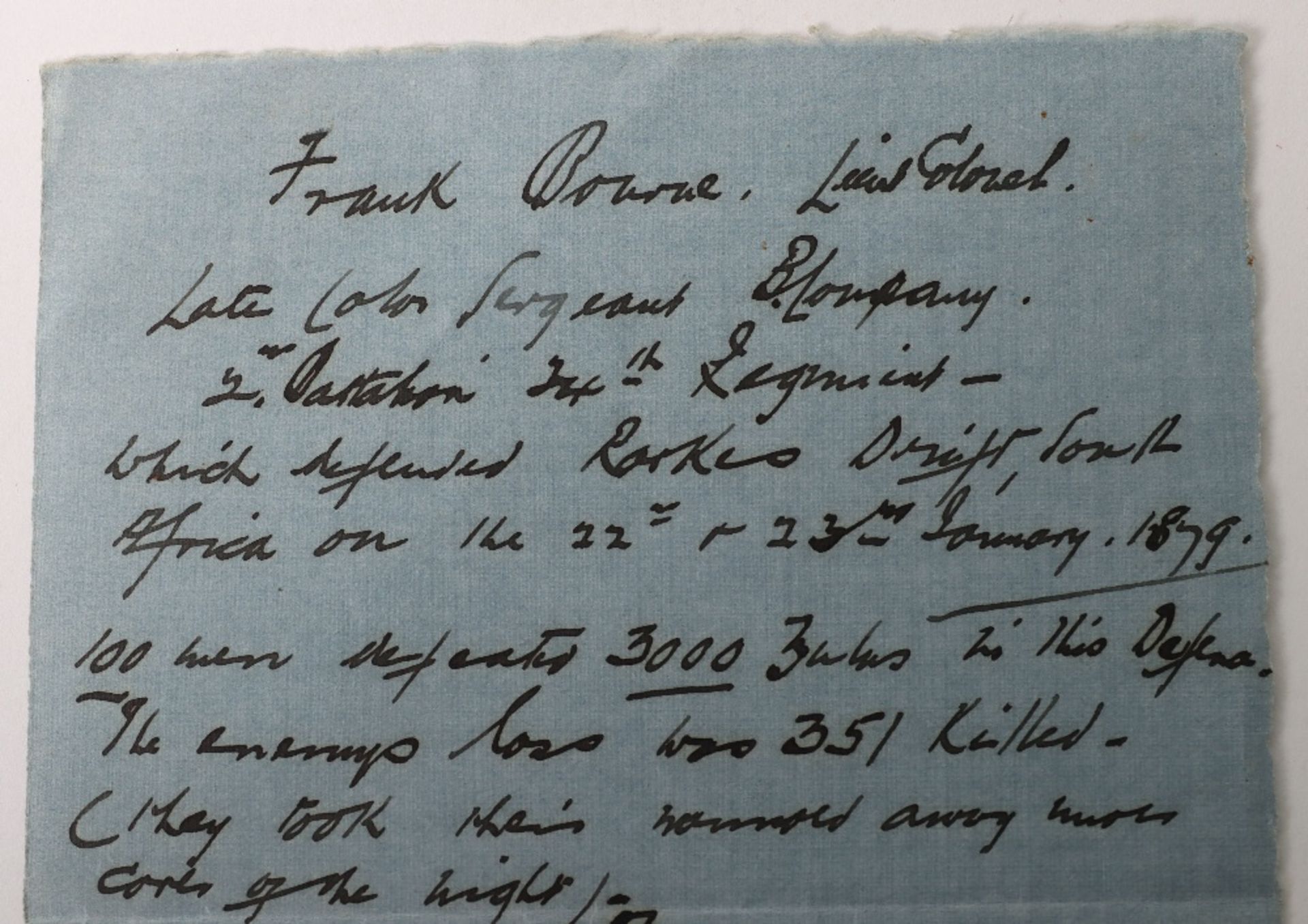 Handwritten Summary of the Battle of Rorkes Drift by Colour Sergeant, Later Honorary Lieutenant Colo - Image 2 of 4