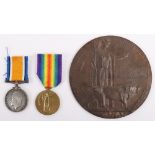 Great War Medal Pair & Memorial Plaque to a Pre-War Employee of the North Eastern Railway, Who Was K