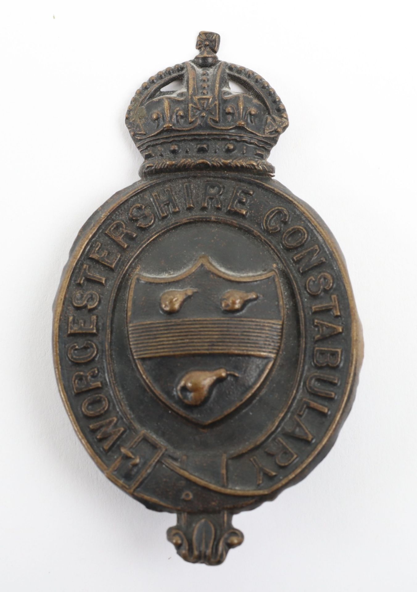 Kings Crown Worcestershire Constabulary Helmet Plate, post 1902