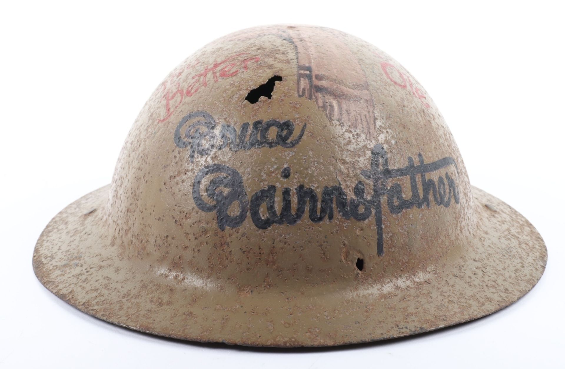 A British WWI Steel Helmet with ‘Old Bill’ Hand Painted Top - Image 3 of 7