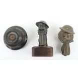 Two Bruce Bairnsfather Old Bill Miniature Bronze Mascot Figures