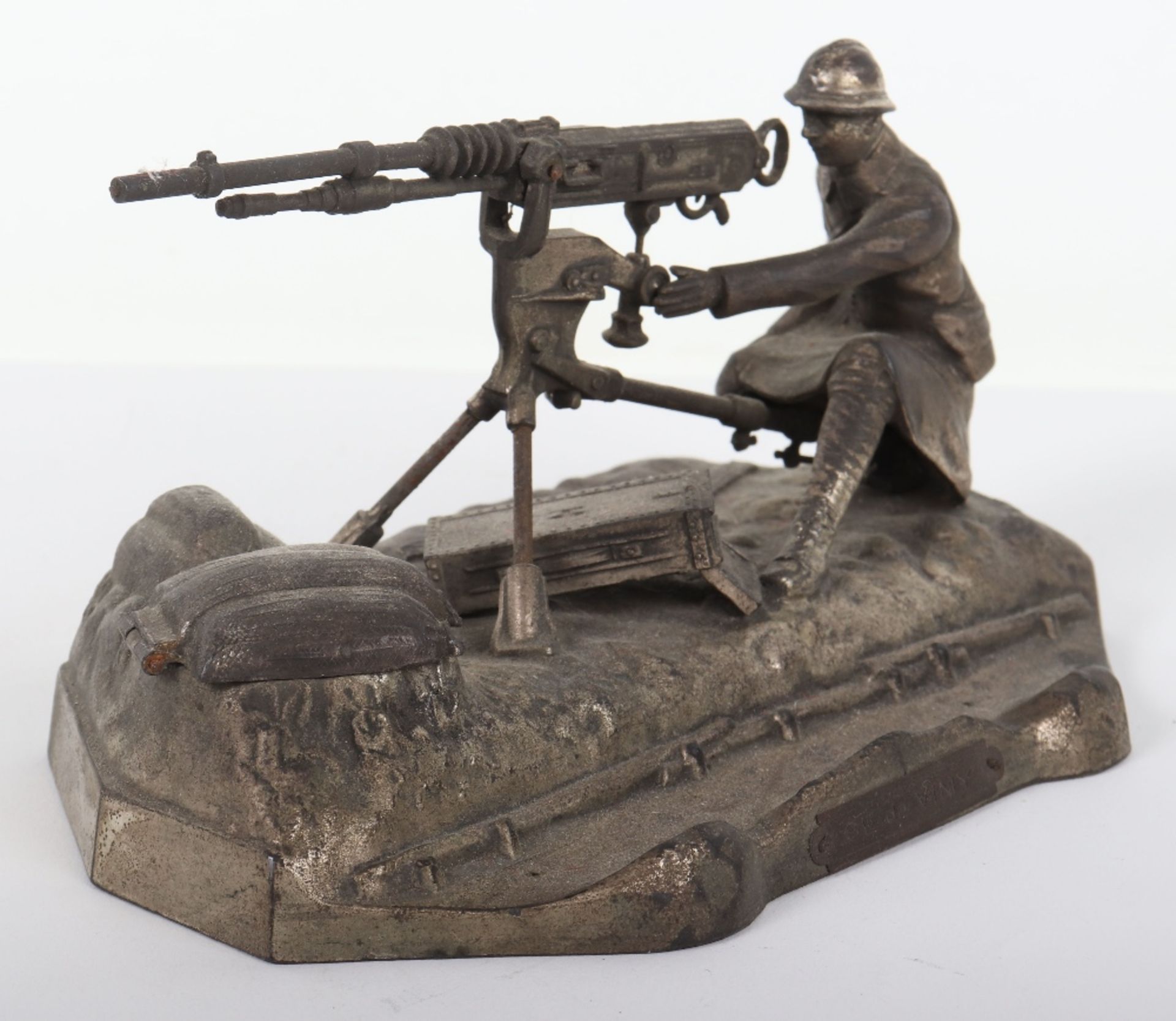 WW1 Commemorative Desk Piece in form of a French Machine Gunner in Combat - Image 2 of 10