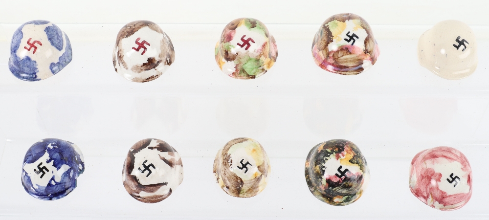 10x Miniature Ceramic German Helmets - Image 2 of 4