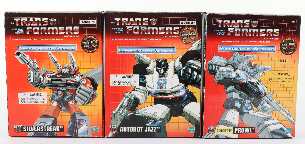 Three Transformers Commemorative Series boxed figures