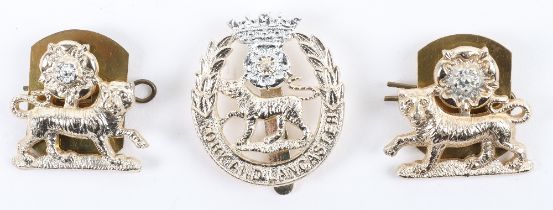 Scarce York & Lancaster Anodised Aluminium Cap and Collar Badge Set