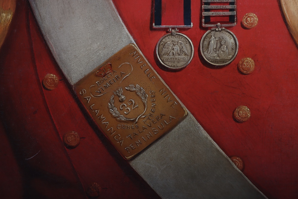 Impressive Portrait Painting of Lieutenant Henry Butterworh 32nd (Cornwall Light Infantry) Regiment - Image 5 of 7