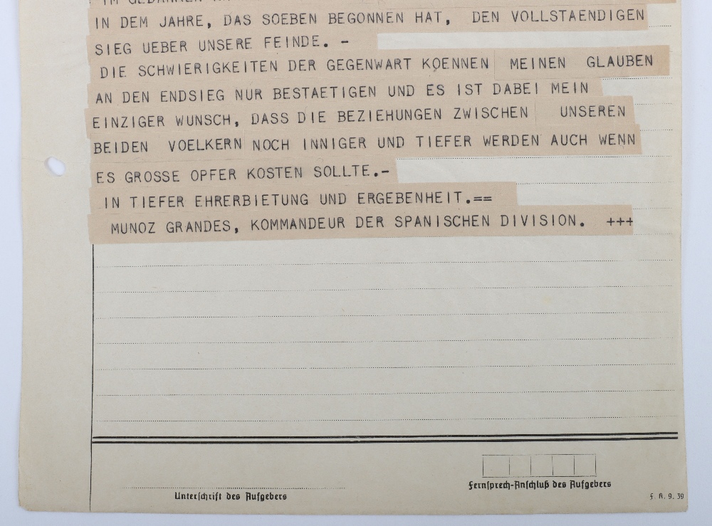Historically Important Documents Sent by Adolf Hitler to Spanish General and Commander of the Spanis - Bild 8 aus 17