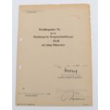 Interesting WW2 German Luftwaffe Document which is Signed by Luftwaffe General Gunther Korten who Di